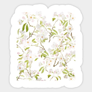 white cherry blossom pattern Sticker